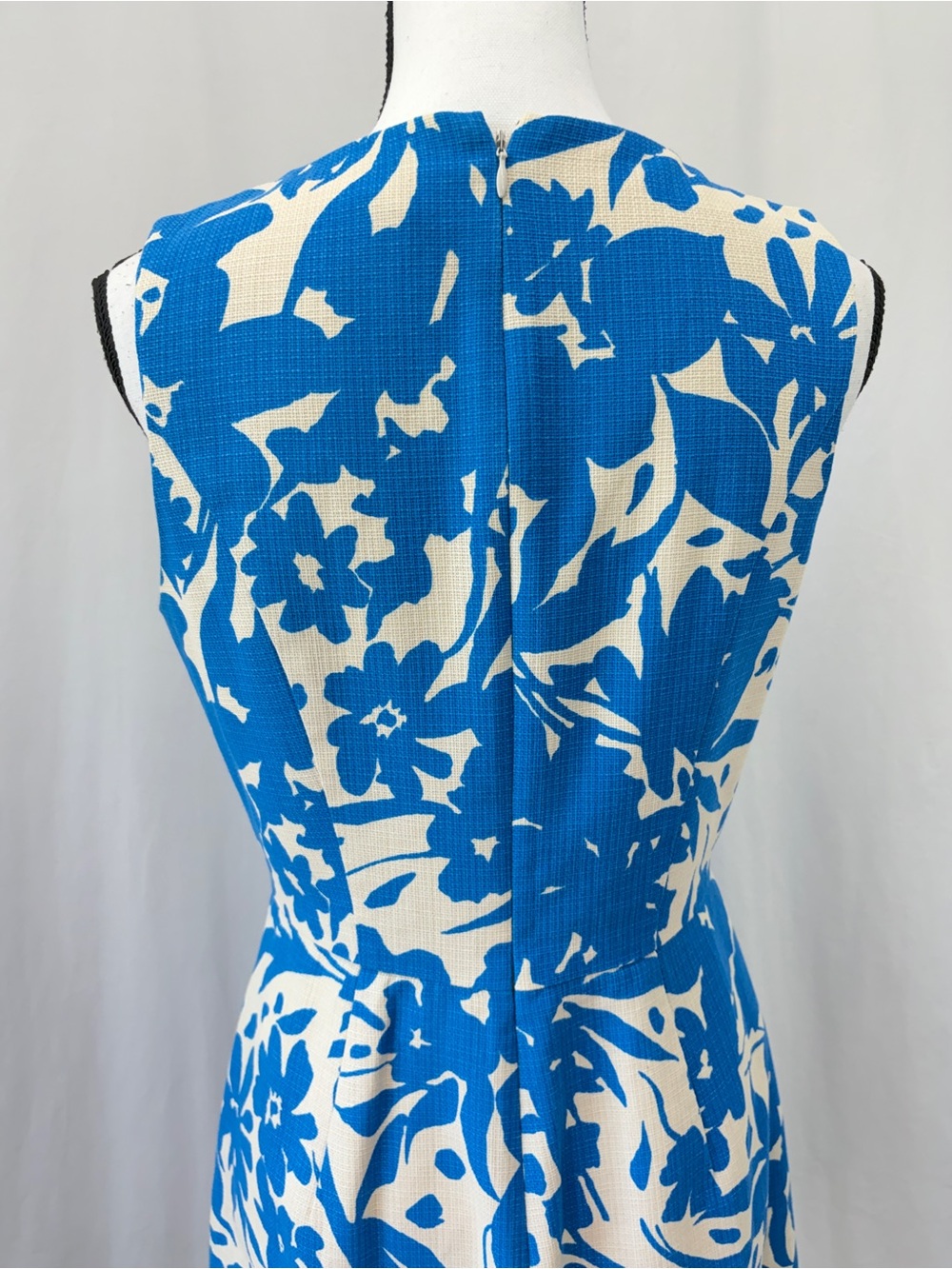 J. Crew Blue Ivory Floral Print Sleeveless Cotton Shift Dress Wedding Guest Sz 6 - Picture 8 of 17